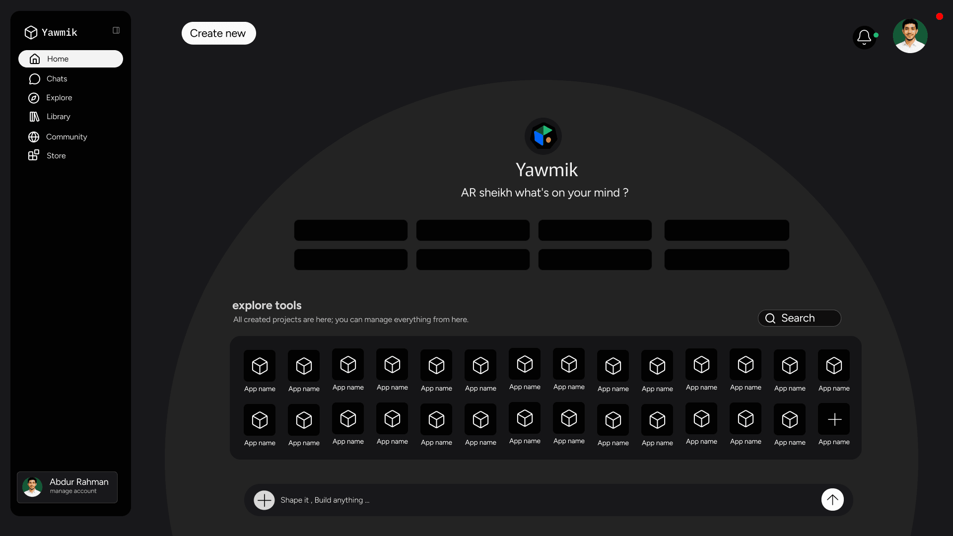Yawmik Horizon — full application preview